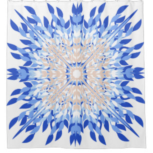 Summer beach blue pink beige floral shower curtain