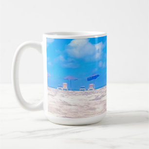Summer Beach Blue White Coffee Mug