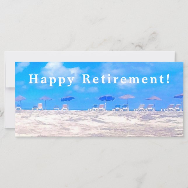 Summer Beach Blue White Happy Retirement Card (Front)