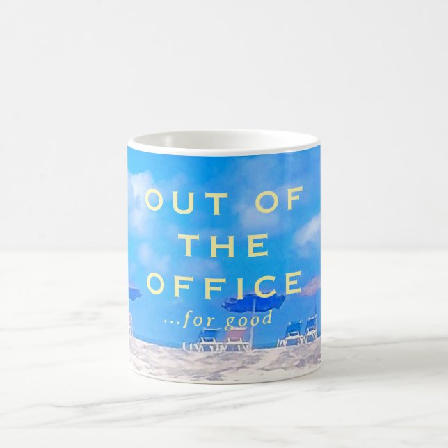 Summer Beach Blue White Happy Retirement Gift Coffee Mug (Center)