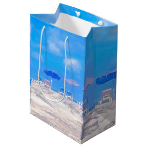 Summer Beach Blue White Medium Gift Bag