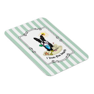 Summer Beach Boston Terrier Dog (black) Cute Magnet