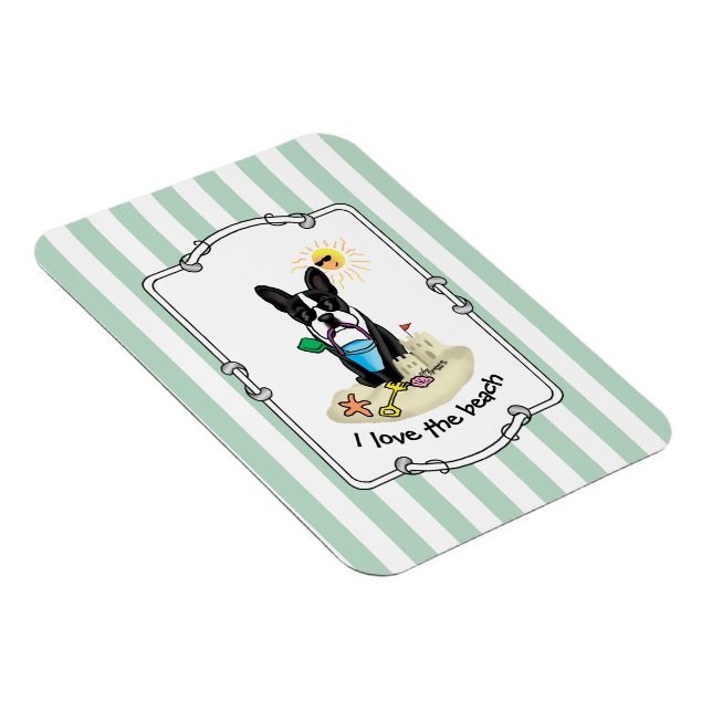 Summer Beach Boston Terrier Dog (black) Cute Magnet (Right Side)
