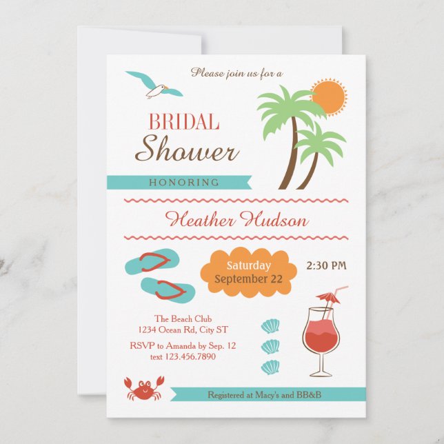 Summer Beach Bridal Shower Invitation (Front)