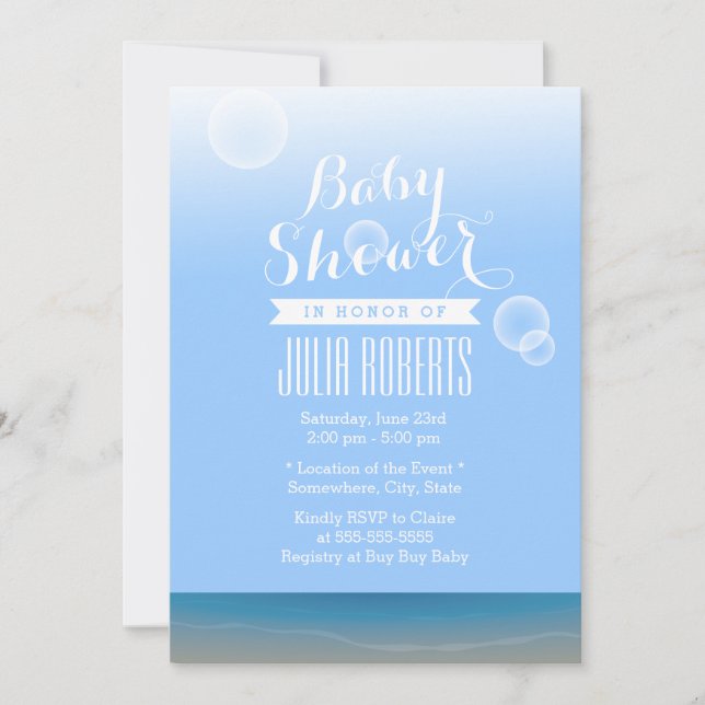 Summer Beach Bubbles Baby Shower Invitations (Front)