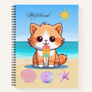 Summer Beach Cat Notebook