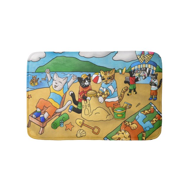 Summer Beach Cats Bath Mat (Front)