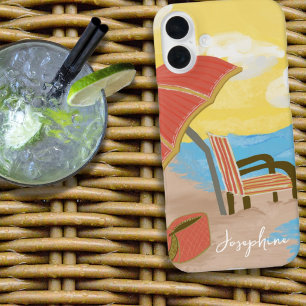 Summer Beach Chair Illustrated iPhone 16 Plus Case