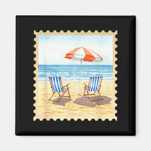 Summer Beach Chairs Under Umbrella Magnet