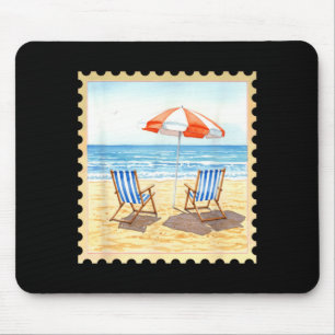 Summer Beach Chairs Under Umbrella Mouse Mat