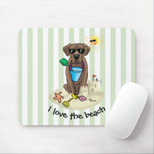 Summer Beach Chocolate Lab Dog Labrador Retriever Mouse Mat