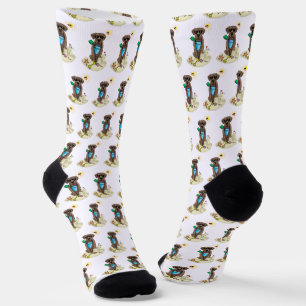 Summer Beach Chocolate Lab Dog Labrador Retriever Socks