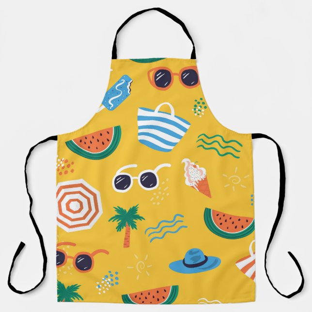 Summer Beach: Colourful Seamless Pattern Apron (Front)