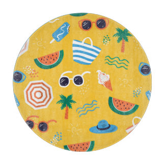 Summer Beach: Colourful Seamless Pattern Cutting Board