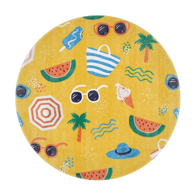 Summer Beach: Colourful Seamless Pattern Cutting Board (Front)