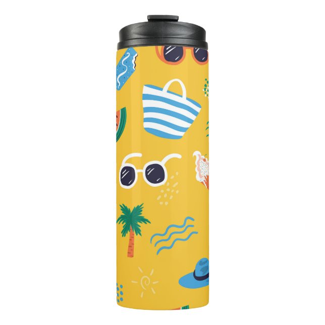 Summer Beach: Colourful Seamless Pattern Thermal Tumbler (Front)