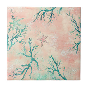 Summer Beach Coral Pattern Tile
