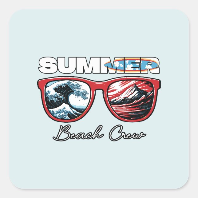 Summer Beach Crew - Summer Vibes Square Sticker (Front)