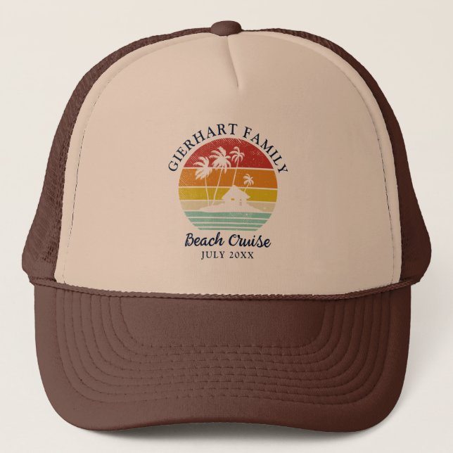 Summer Beach Cruise Family Tropical Vacation Trucker Hat (Front)