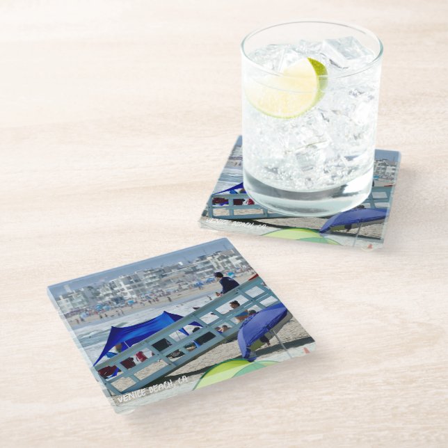 Summer Beach Day - Venice Beach, CA  Glass Coaster (Angled)
