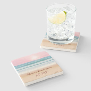 Summer Beach Design Create Your Own Custom Family  Stone Coaster