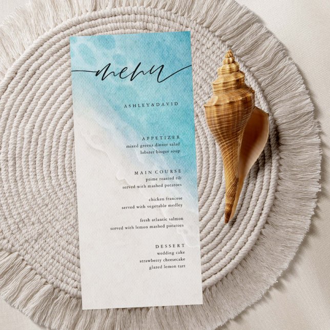 Summer Beach Destination Wedding Menu Cards (Creator Uploaded)