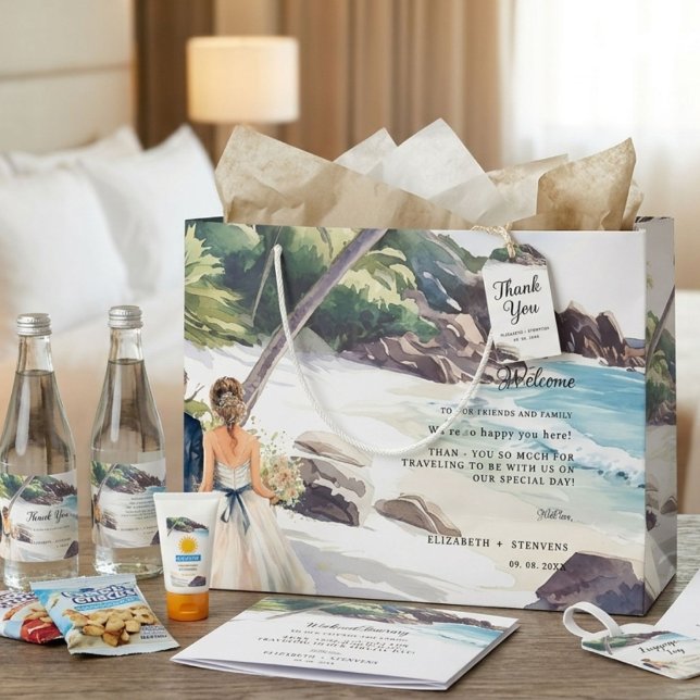 Summer Beach Destination Wedding welcome Large Gift Bag (Creator Uploaded)