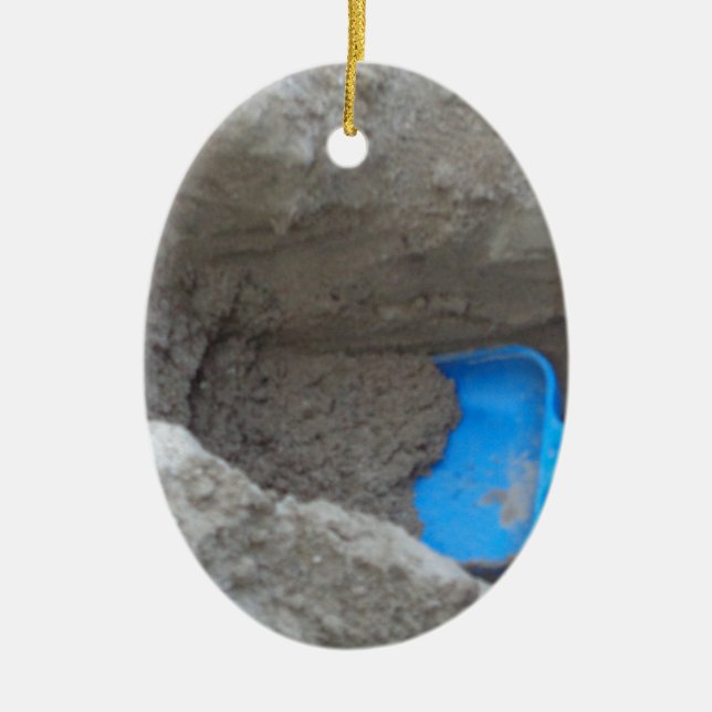 Summer Beach Digging Sand Shovel, Scoop, Playing Ceramic Tree Decoration (Front)