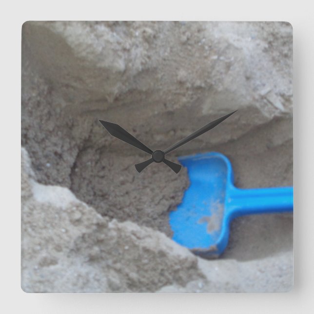 Summer Beach Digging Sand Shovel, Scoop, Playing Square Wall Clock (Front)