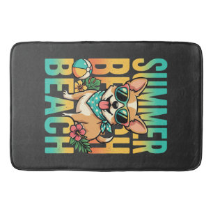Summer Beach Dog Vacation Vector Bath Mat