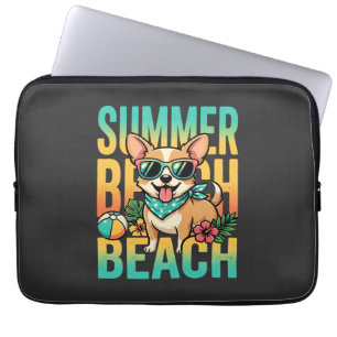 Summer Beach Dog Vacation Vector Laptop Sleeve