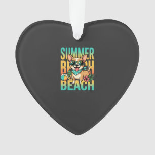 Summer Beach Dog Vacation Vector Ornament
