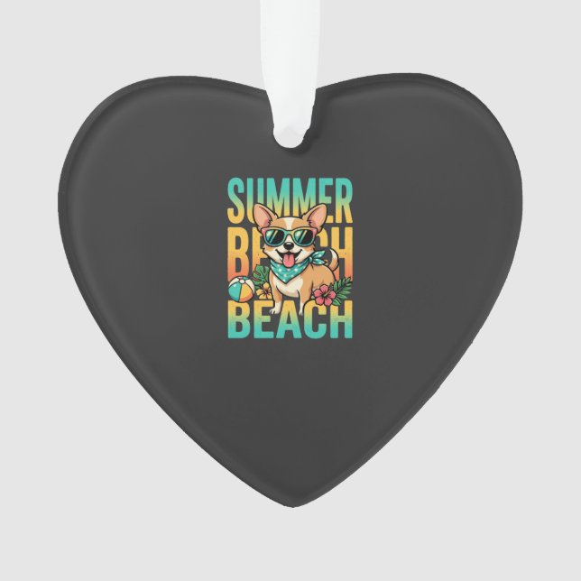 Summer Beach Dog Vacation Vector Ornament (Front)