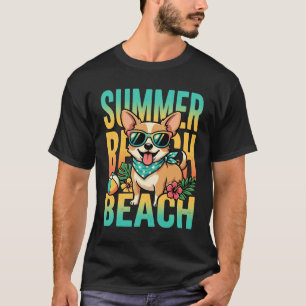 Summer Beach Dog Vacation Vector T-Shirt