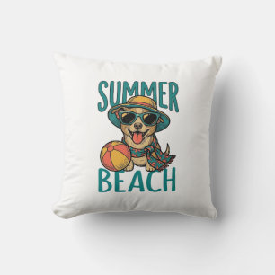 Summer Beach Dog Vintage Sunglasses Shirt Design_1 Cushion