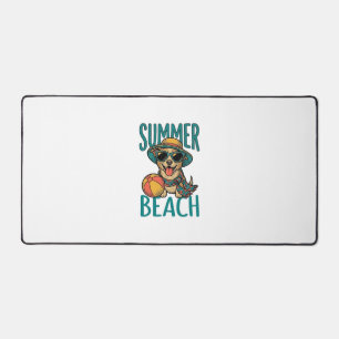 Summer Beach Dog Vintage Sunglasses Shirt Design_1 Desk Mat