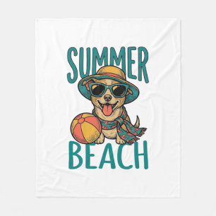 Summer Beach Dog Vintage Sunglasses Shirt Design_1 Fleece Blanket