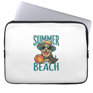 Summer Beach Dog Vintage Sunglasses Shirt Design_1 Laptop Sleeve