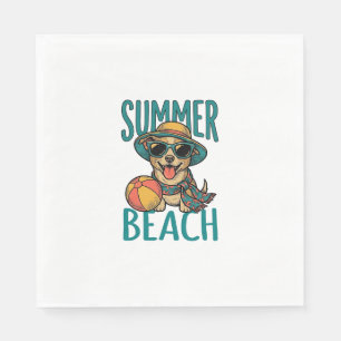 Summer Beach Dog Vintage Sunglasses Shirt Design_1 Napkin