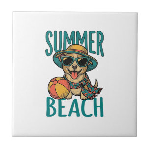 Summer Beach Dog Vintage Sunglasses Shirt Design_1 Tile
