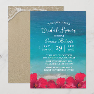 Summer Beach Elegant Floral Bridal Shower Invitation