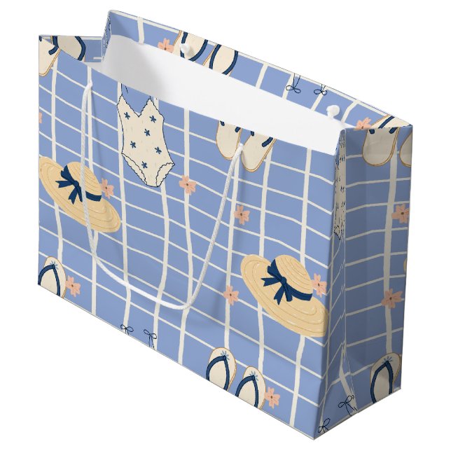 Summer Beach Essentials Pattern (1) Large Gift Bag (Front Angled)