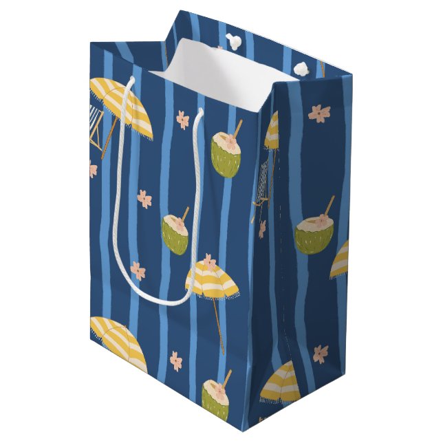 Summer Beach Essentials Pattern (2) Medium Gift Bag (Front Angled)