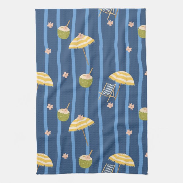 Summer Beach Essentials Pattern (2) Tea Towel (Vertical)