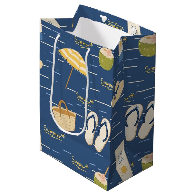 Summer Beach Essentials Pattern (3) Medium Gift Bag (Front Angled)