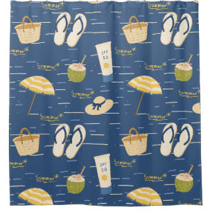 Summer Beach Essentials Pattern (3) Shower Curtain