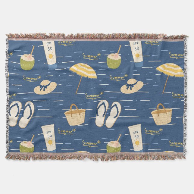 Summer Beach Essentials Pattern (3) Throw Blanket (Front)
