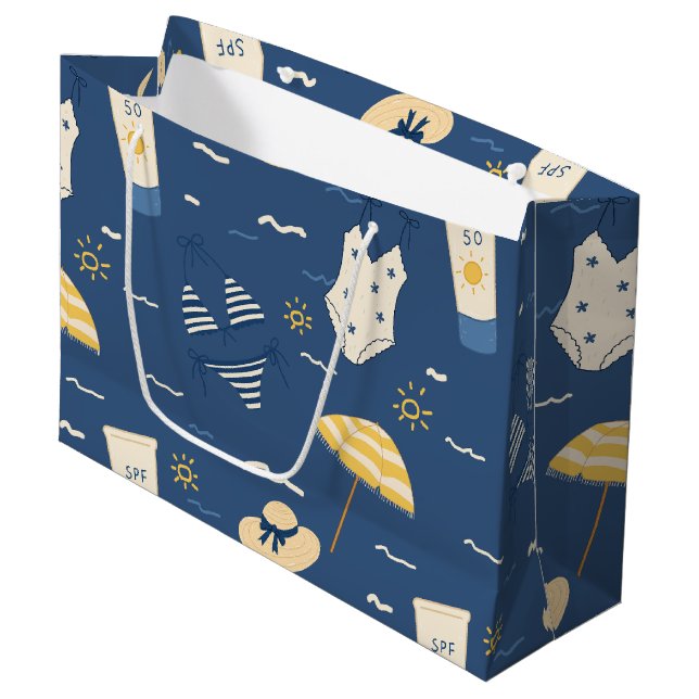 Summer Beach Essentials Pattern (4) Large Gift Bag (Front Angled)