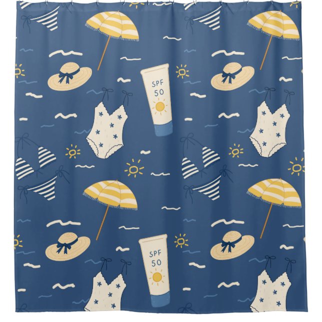 Summer Beach Essentials Pattern (4) Shower Curtain (Front)