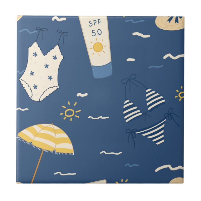 Summer Beach Essentials Pattern (4) Tile (Front)